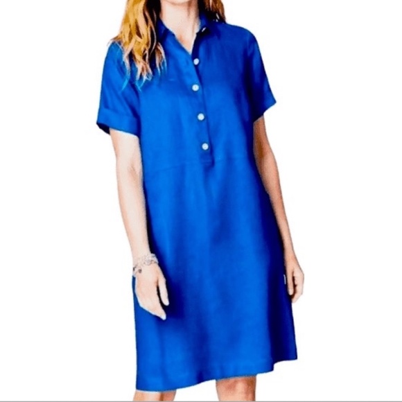 J. Jill Dresses Jjill Loves Linen Royal Blue Short Sleeved Aline